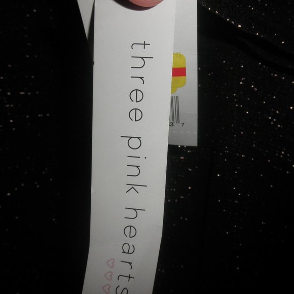 Three Pink Hearts Black Sparkle Dress Size S - Picture 4 of 4